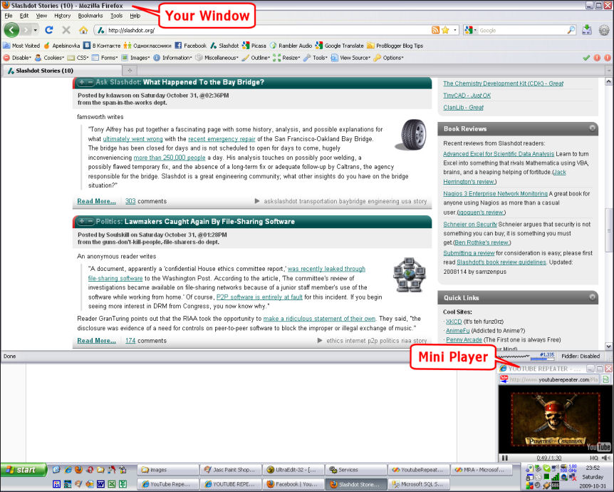 Screenshot: Windows Desktop with Mini Player